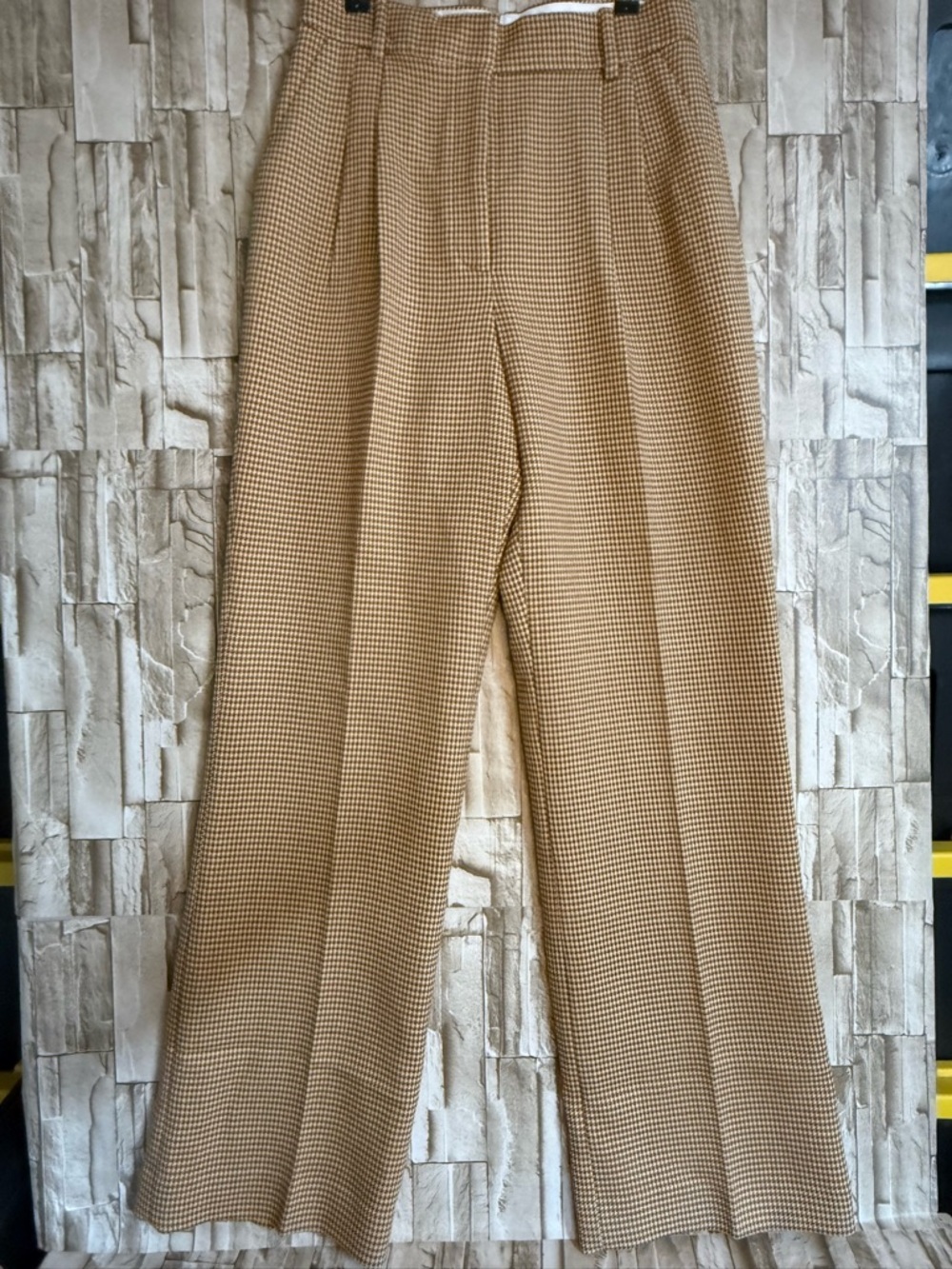 Favorite Daughter Toffee Houndstooth High Rise Wide Leg Trouser Pants 8 NWT - Picture 5 of 9